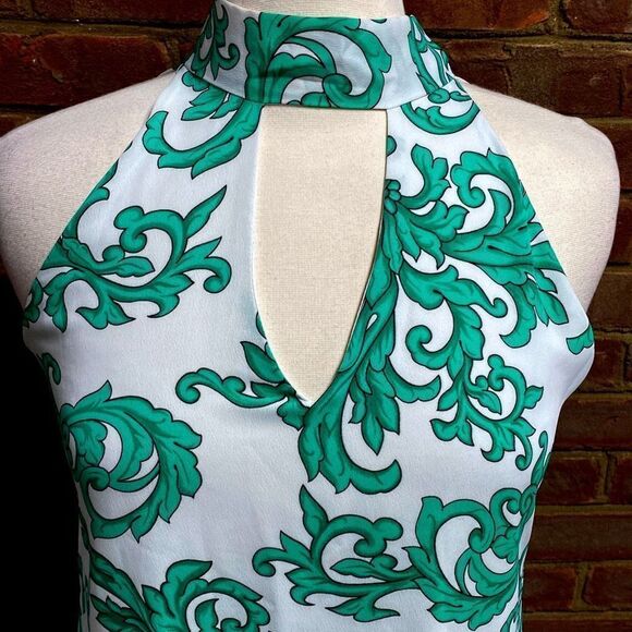 Tyche Green & White Halter Shift Dress Size Small NEW - Picture 3 of 6